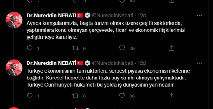 Bakan Nebati: Komşularımızla turizm sektöründe ilişkilerimizi geliştirmeye kararlıyız