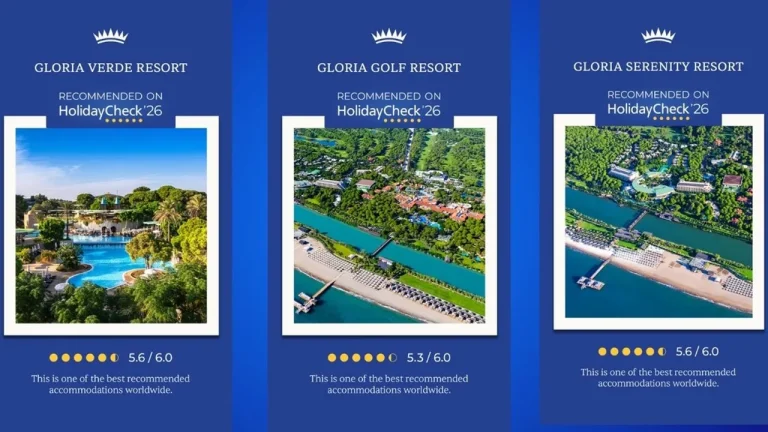 GLORIA HOTELS & RESORTS’UN ÜÇ OTELİ “TAVSİYE EDİLEN OTEL” UNVANI ALDI